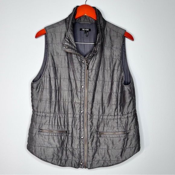 NIC+ZOE Womens Lyocell Metallic Silver Vest Lightweight Gray Cinched Waist Large - Picture 4 of 16